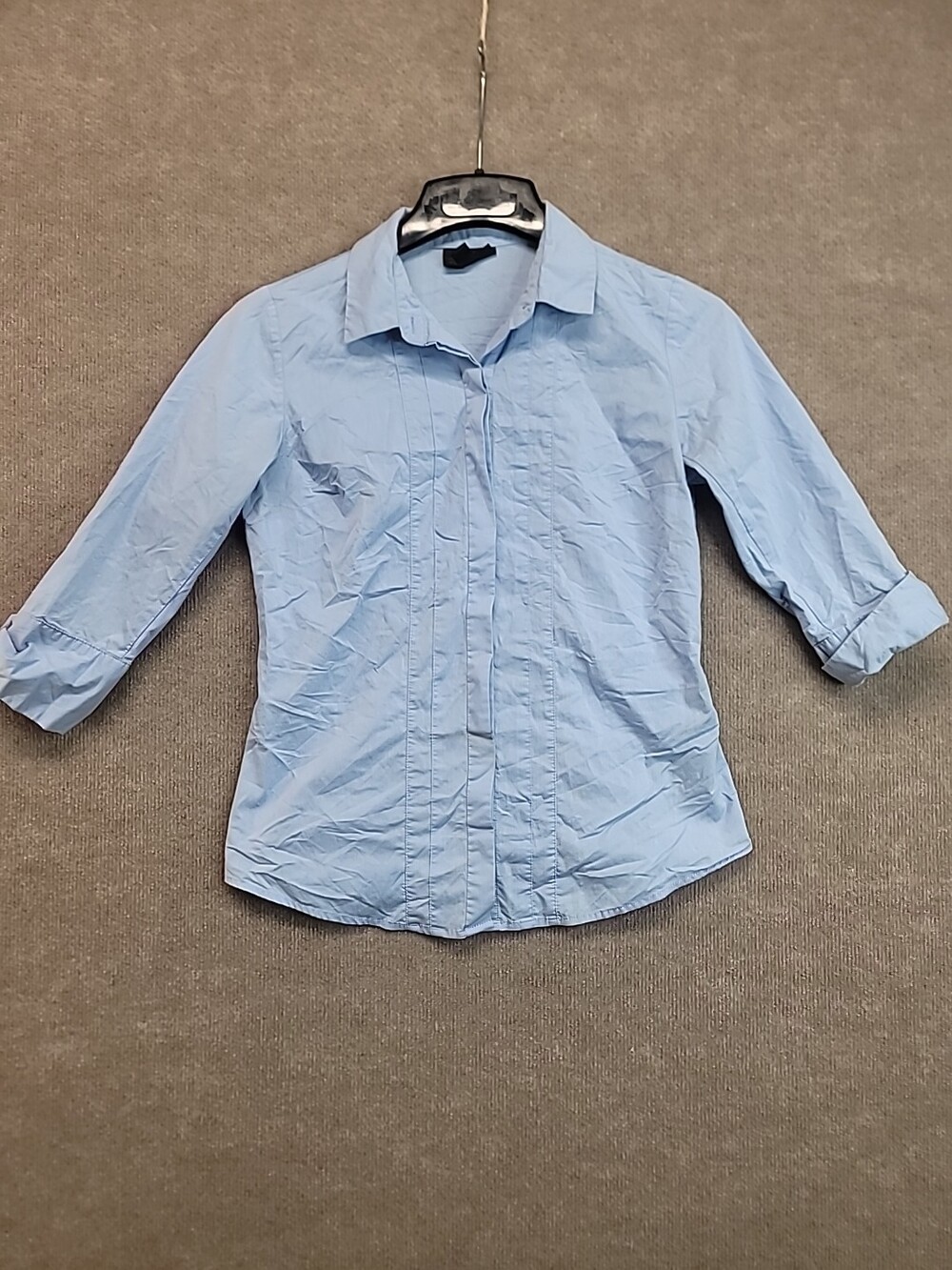 Worthington Stretch Women's S Blue Button Up Shirt Collared Sleeve Preppy
